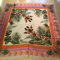 Herzensangelegenheit Foulard Giraffe rosa beige 140x140cm