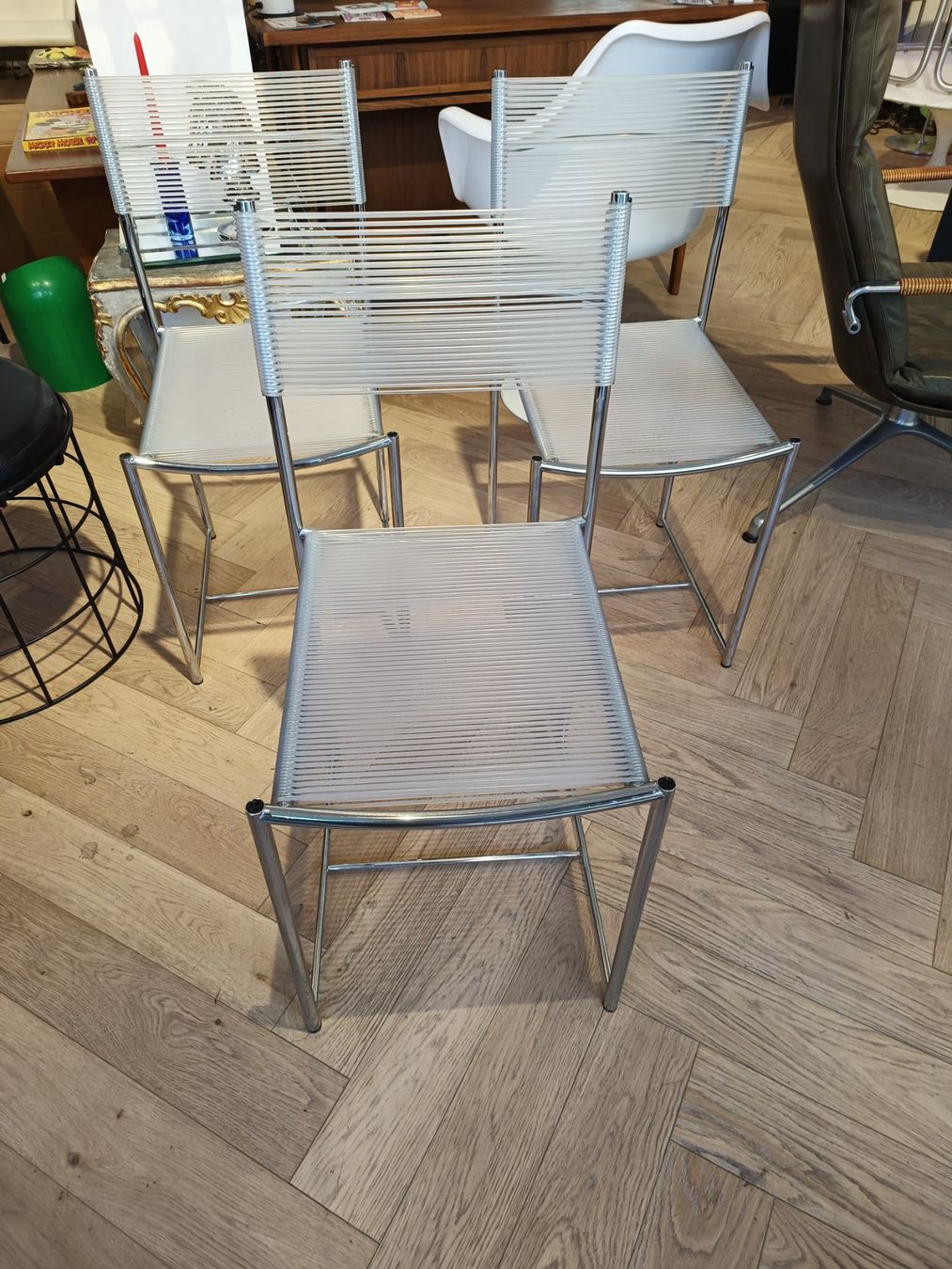 Alias Stühle: 3er set Spaghetti chair Alias silber und transparent – Gebraucht aus Zürich von style-and-design.zh