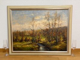 91.5cm breitx72cmhoch Ölgemälde H. Rütti  Herbstlandschaft