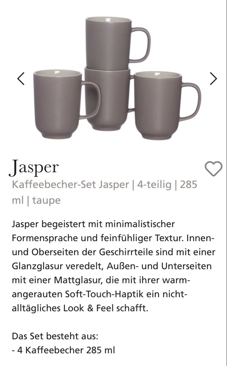 Ritzenhoff Tazze: Ritzenhoff & Breker Kaffeebecher JASPER – Nuovo (secondo la descrizione) da Dietikon venduto da fru_hg7z