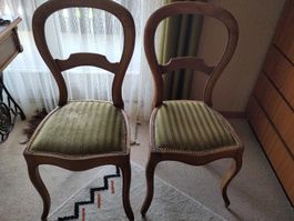 Restaurierte antike Stühle, 2 Stk., grün gestreift!