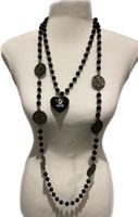 Modische  Doppel Kette  Motive 5 PARIS schwarz,kunstperlen