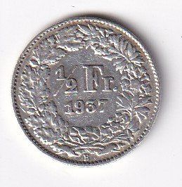 Toutes les monnaies: 50 Rp. 1937 – D'occasion à Neuchâtel par karlpierrino
