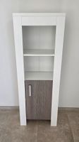 Regal weiss mit Holztür, offene Fächer, gebraucht