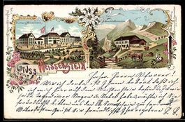 Lithographie Weissenstein /SO, Sennhütte, Kurhaus