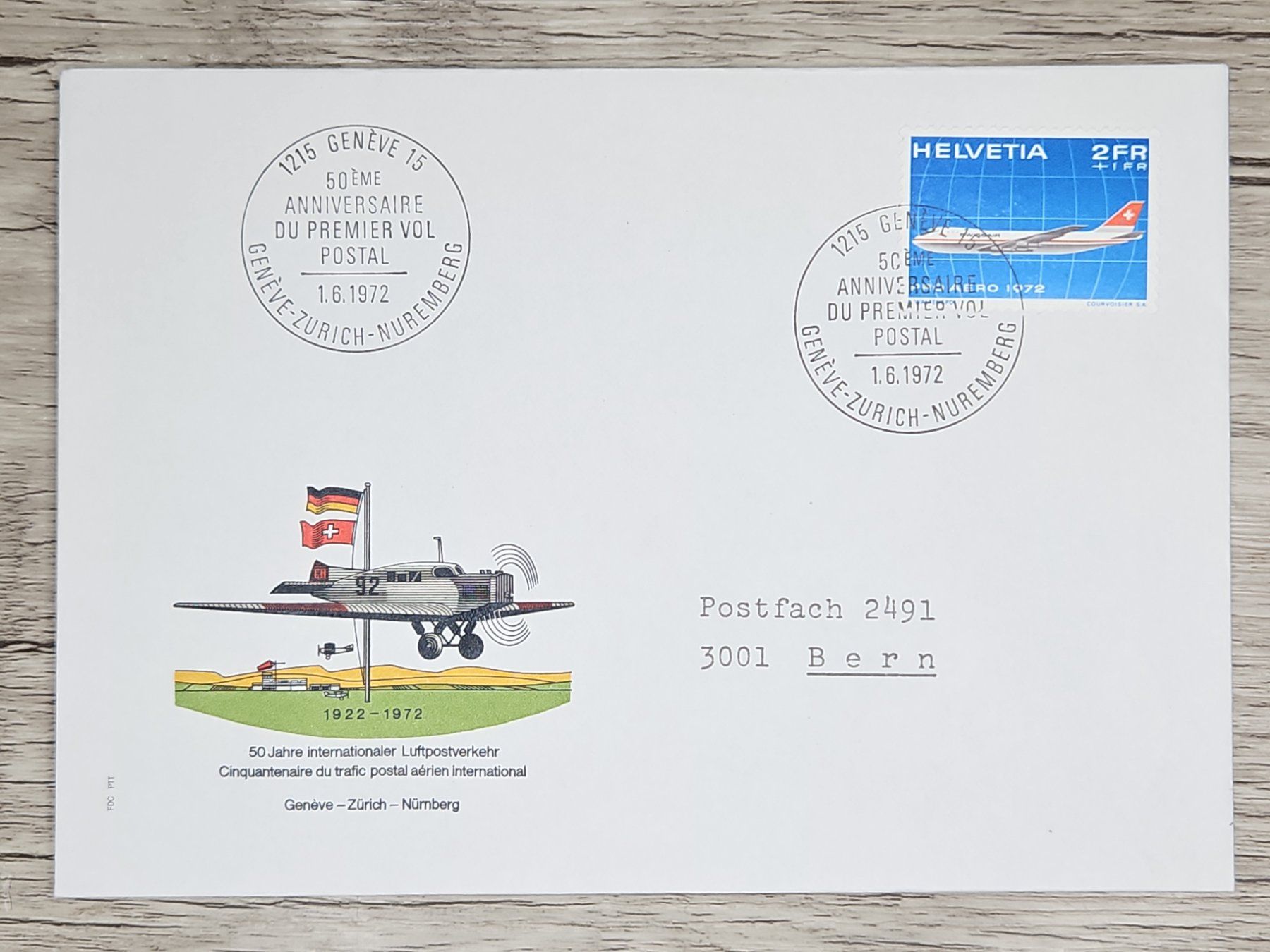 Tutti i francobolli: CL02 Enveloppe + Timbre Suisse 1972 – Usato da Cousset venduto da Patrick_Collections