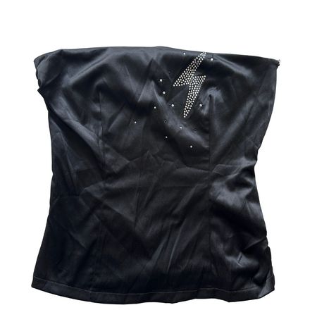 Vintage Y2K Party Glam Black Fishbone-Bustier M