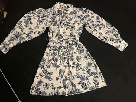 Kleid Blumenmuster Langarm, Baumwolle neuwertig 
