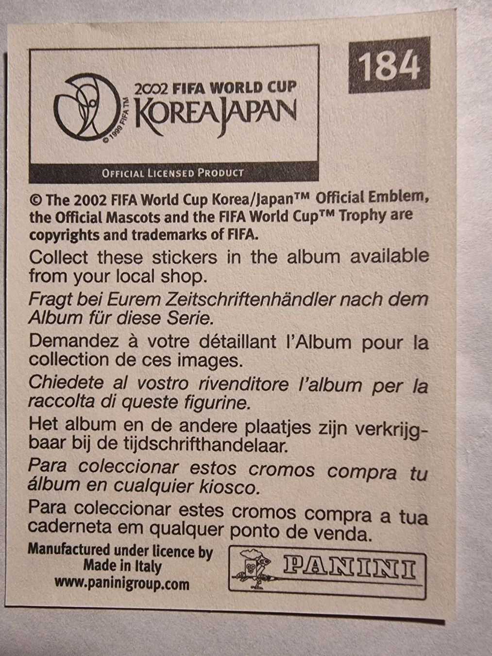 Panini Carte collezionabili: panini wm 2002 ronaldo sehr selten – Usato da Oberglatt ZH venduto da paninistickersworld 1