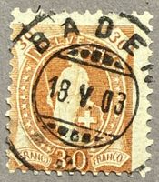 96B Vollstempel Baden, seltene Marke, SBK 650.-