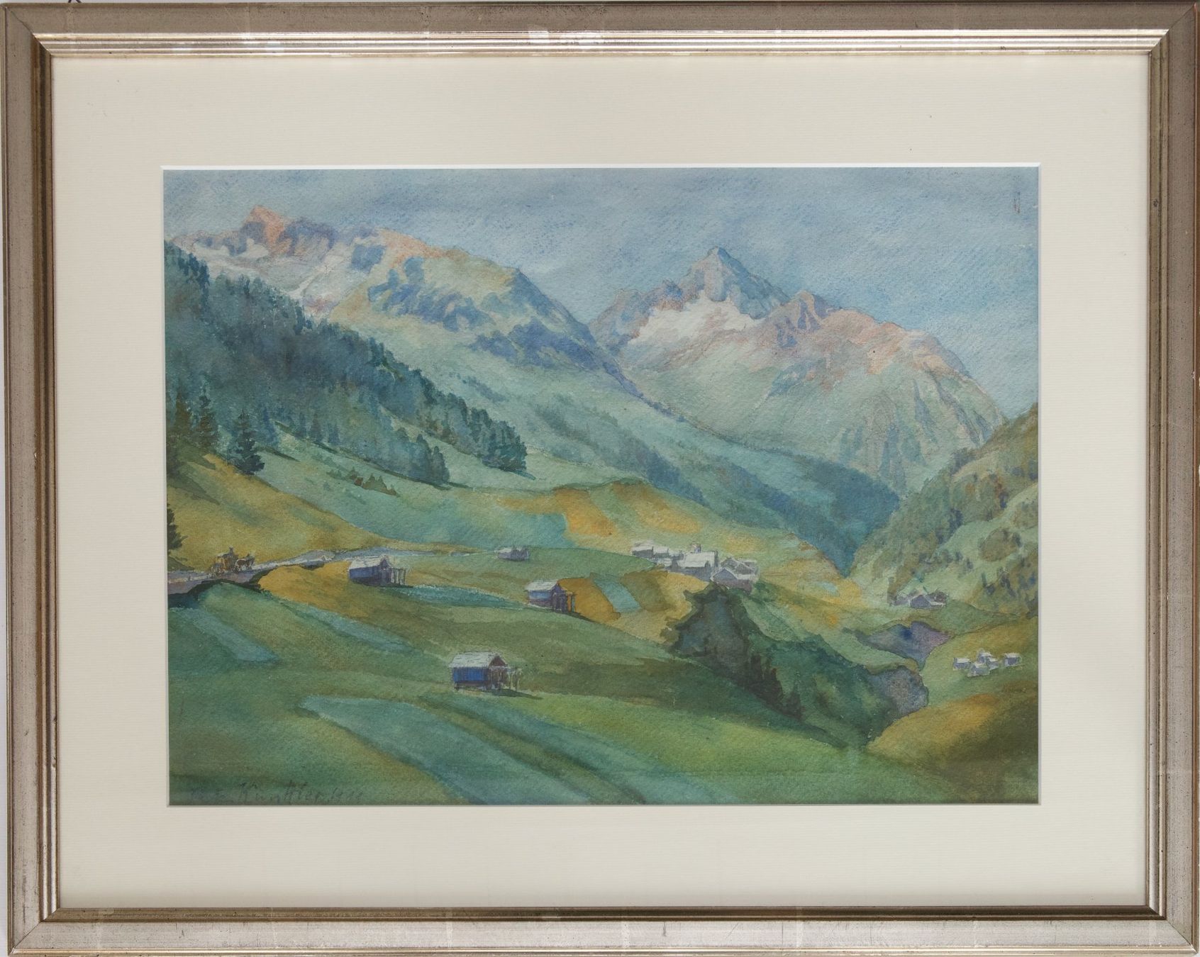 Dipinti: Fritz Kunkler, Aquarell Berglandschaft – Usato da Hagenbuch ZH venduto da Consus 1
