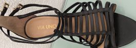 Sandales à talons VIA UNO en cuir noir, taille 37