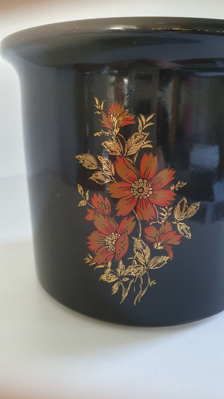 Vasi per fiori: dekorativer schwarzer Keramik Blumentopf / Übertopf – Usato da Giswil venduto da online-Brockenhaus 1