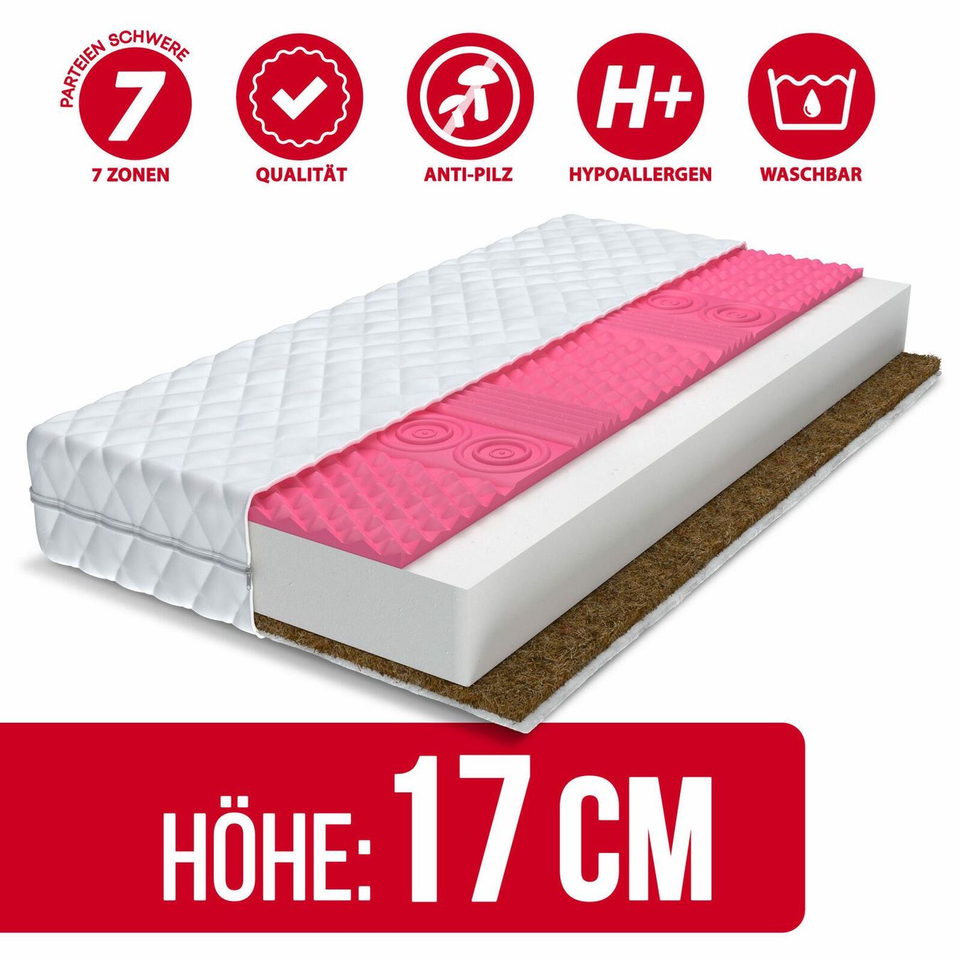 Matratzen: Matratze INDUS - H2/H4 - 12cm - 180x200 – Neu und originalverpackt aus Wallenwil von toesstal-vertrieb