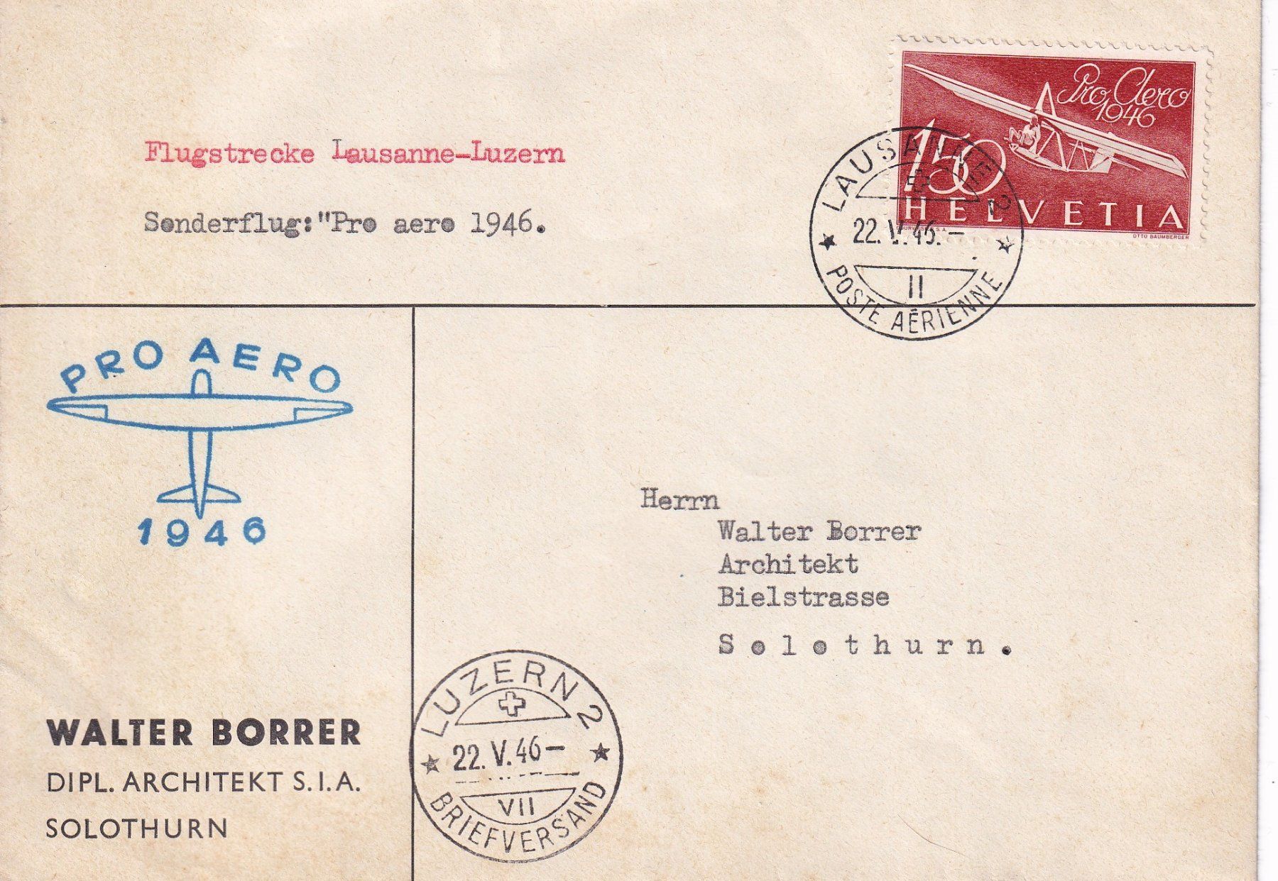 Tutti i francobolli: Flugpostbrief 1946 mit F41 ET gestempelt++++ – Usato da Samnaun-Compatsch venduto da Muckimu