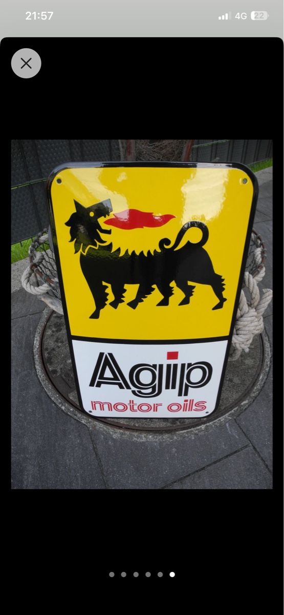 Insegne: Agip motor oils Blechschild – Nuovo (secondo la descrizione) da Büsserach venduto da jannick-hubi 1