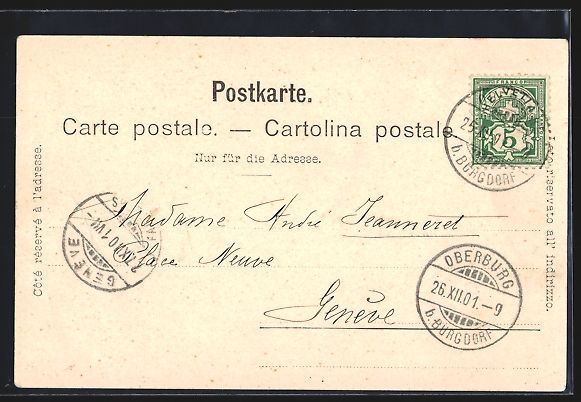 Cartoline postali: AK Burgdorf, Panorama mit Kirche, 1901 – Usato da Berlin venduto da bartko-reher 1