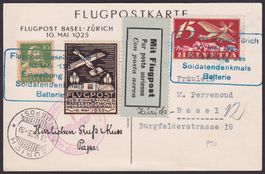 Flugspende Vignette Nr. 12 auf Offizieller Karte