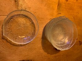 Set mit 7 Glasschalen in Blattform
