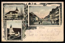 AK Willisau, Hauptgasse, Pfarrkirche und Schloss