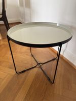 Beistelltisch, Metallgestell, cremefarben-grünlich/schwarz