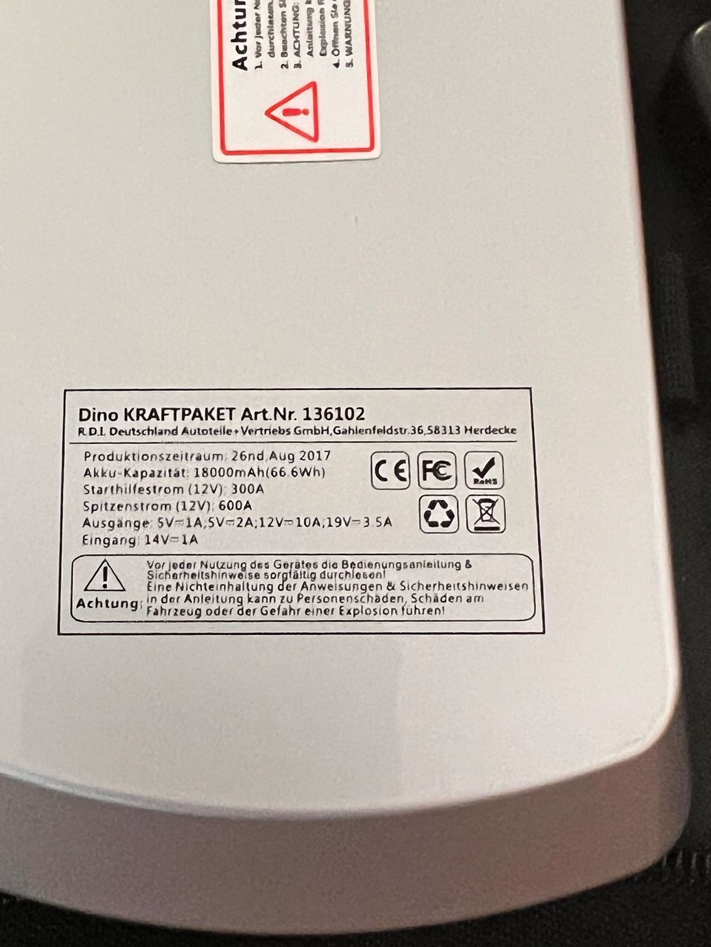 Caricabatterie: Kraftpaket Starthilfe Powerbank – Usato da Kriens venduto da scubydo 2