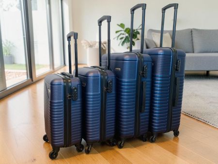 4-teiliges Koffer Reisekoffer-Set aus ABS in Blau NEU