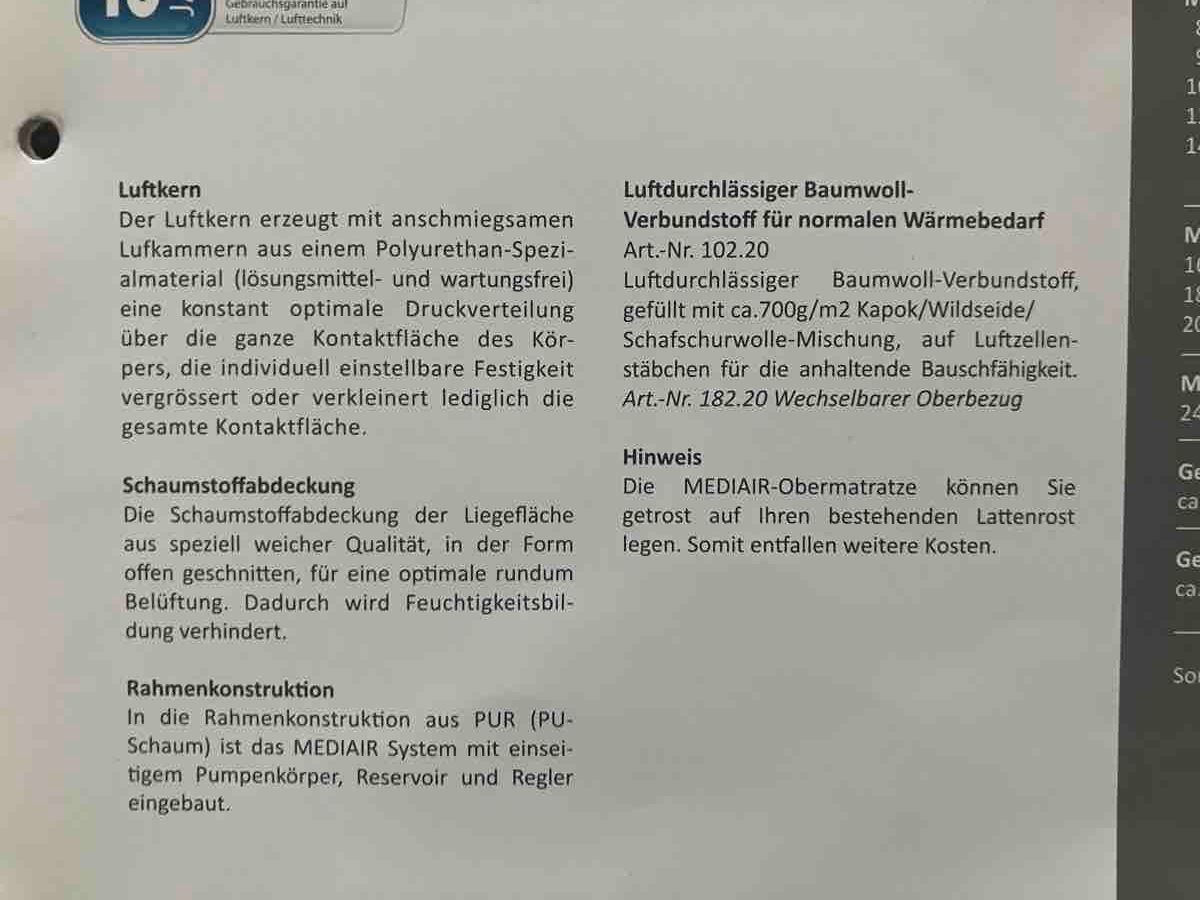 Matratzen: MEDIAIR Deluxe Matratze mit Luftkernsystem – Gebraucht aus Lachen SZ von rolosch 5