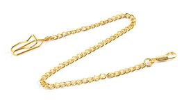 Taschenuhr - Kette mit Karabiner und Klammer golden NEU