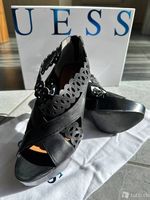 Guess Plateau High Heels Leder schwarz Grösse 38