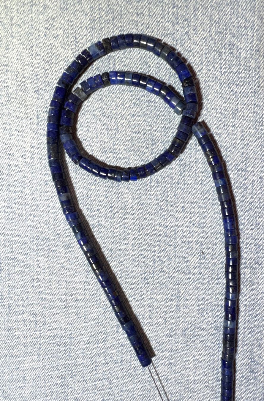 Catenine: Lapis Lazuli  Schlange Strang    4mm      auf Flexdraht – Nuovo e nell'imballaggio originale da Leuggern venduto da gemshow 3