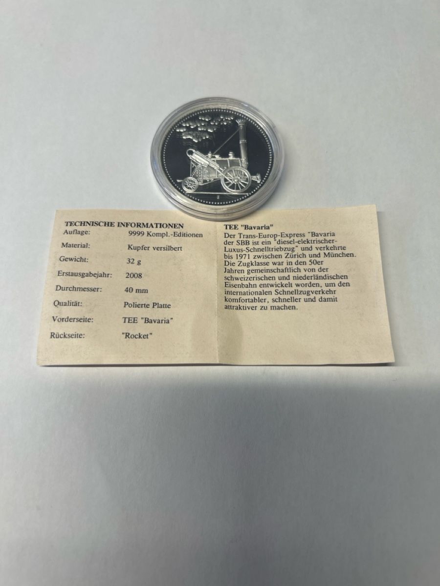 Médailles: Münze TEE Bavaria versilbert 32g Durchmesser 40mm – Neuf (Voir description) à Kreuzlingen par guenstigergehtsnicht 1