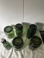6 Glasflaschen Konservengläser grün mit Bügelverschluss CH