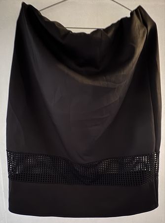 Elegant Black Midi Skirt with Mesh Detail Perfect