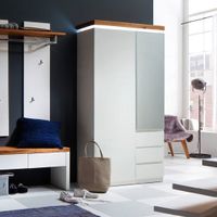 Garderobenschrank, matt weiss lackiert, Oberboden Eiche