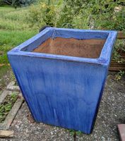 Blauer sehr grosser Topf, Pflanztopf, 50 cm hoch