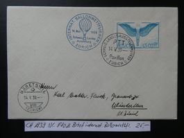 CH 1939 Nr. 10z auf Brief internationale Ballonwettflüge