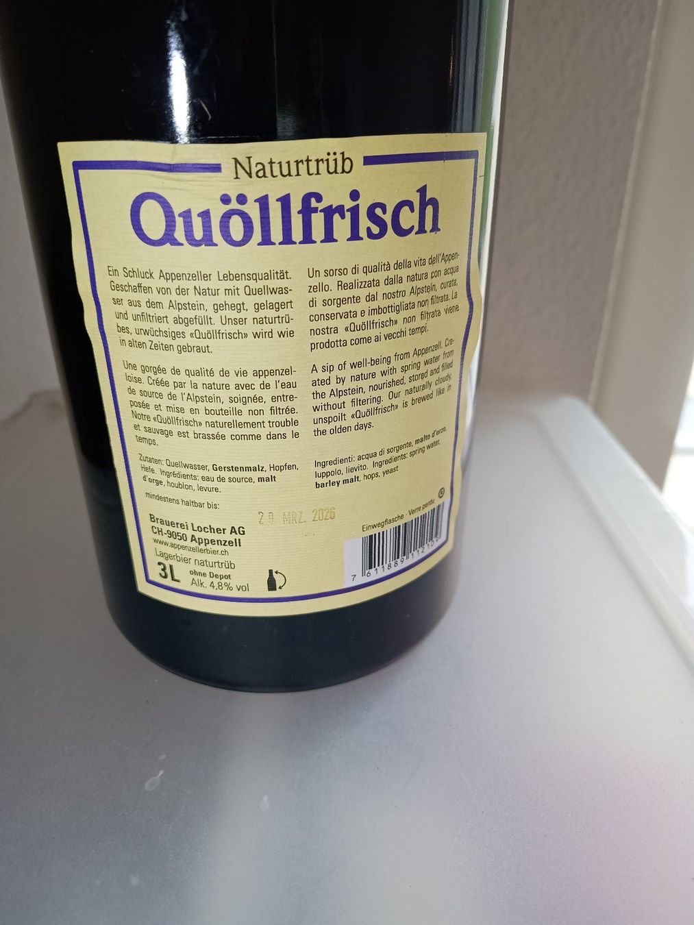 Gläser, Krüge & Flaschen: Grosse Quöllfrisch Bierflasche 3L - leer – Gebraucht aus Döttingen von Schlei 2