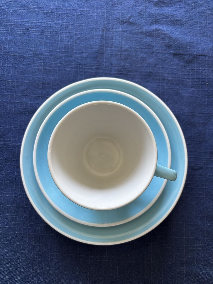 Rössler Set di piatti: Rössler Kaffeegedeck hellblau 5-teilig Zustand gut – Usato da Heiden venduto da BillyS 1