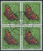 1955 - Pro Juventute - Abart - Viererblock - gestempelt