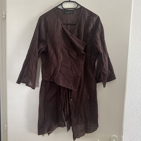 ARTISTIC CARDIGAN IN BROWN COTTON FABRIC