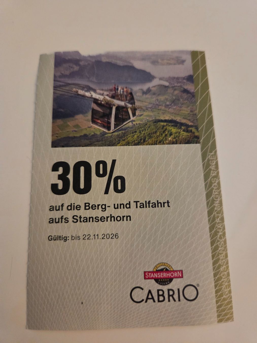 Buoni: Stanserhorn Bahnfahrt 30% Rabatt – Usato da Liestal venduto da ITOlio