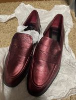 Zara red metallic leather loafers size 39 new