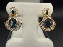Elegante Vintage Goldfarbene Ohrringe mit Strasssteinen