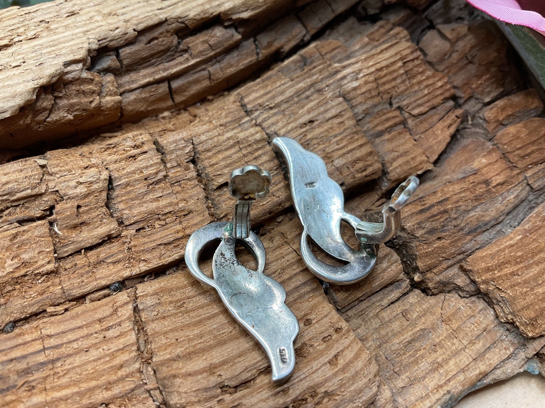 Orecchini pendenti & Orecchini a lobo: Antike Ohrclips in Sterlingsilber mit Markasiten – Usato da Luzern venduto da S.Kern01 5