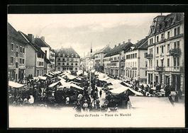 AK Chaux-de-Fonds, Place du Marche, 1908