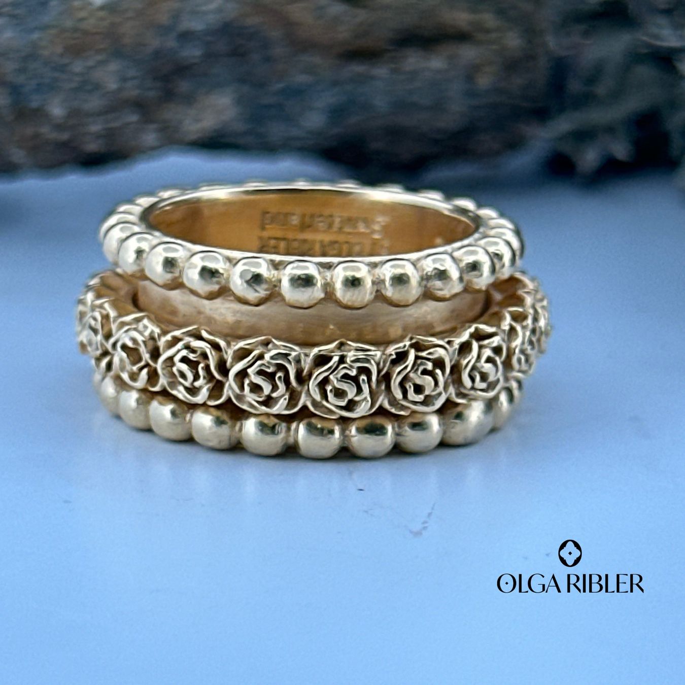 Olga Ribler Anelli: Statement 11 mm breiter Moving Ring mit Rosenmotiv Gr56 – Nuovo (secondo la descrizione) da Luzern venduto da Schmuckoutlet 2