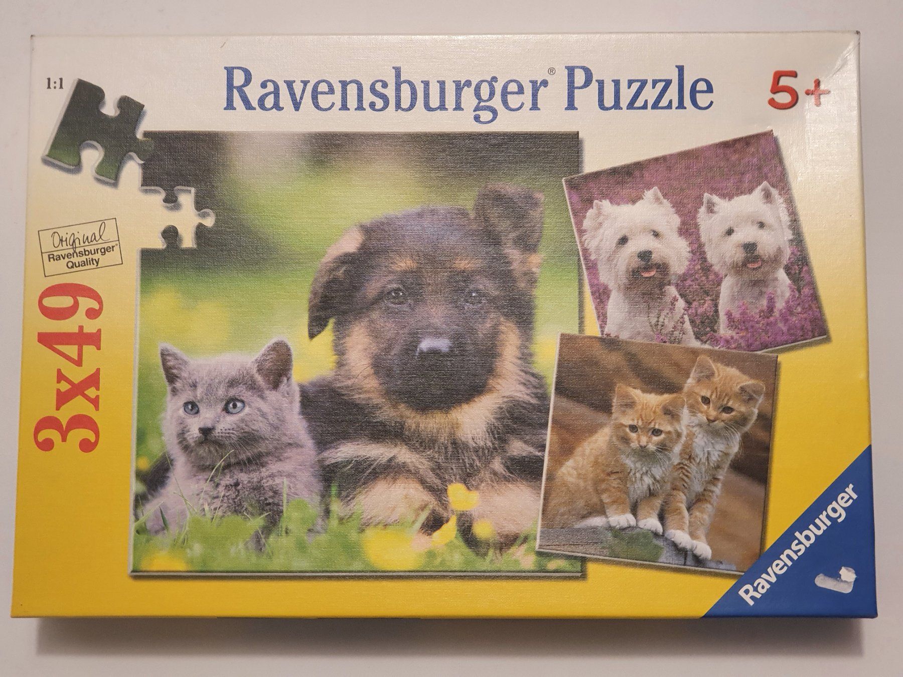 Ravensburger Puzzle: Ravensburger Puzzle Hund + Katze / 3x 49 – Usato da Oberdorf BL venduto da BaldenEagle