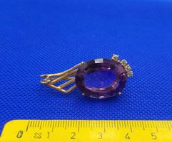 Massiv 18 Karat 750 Gold Anhänger Mit Diamanten/Amethyst