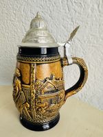 Vintage Bierkrug mit Zinndeckel, sehr gut erhalten!